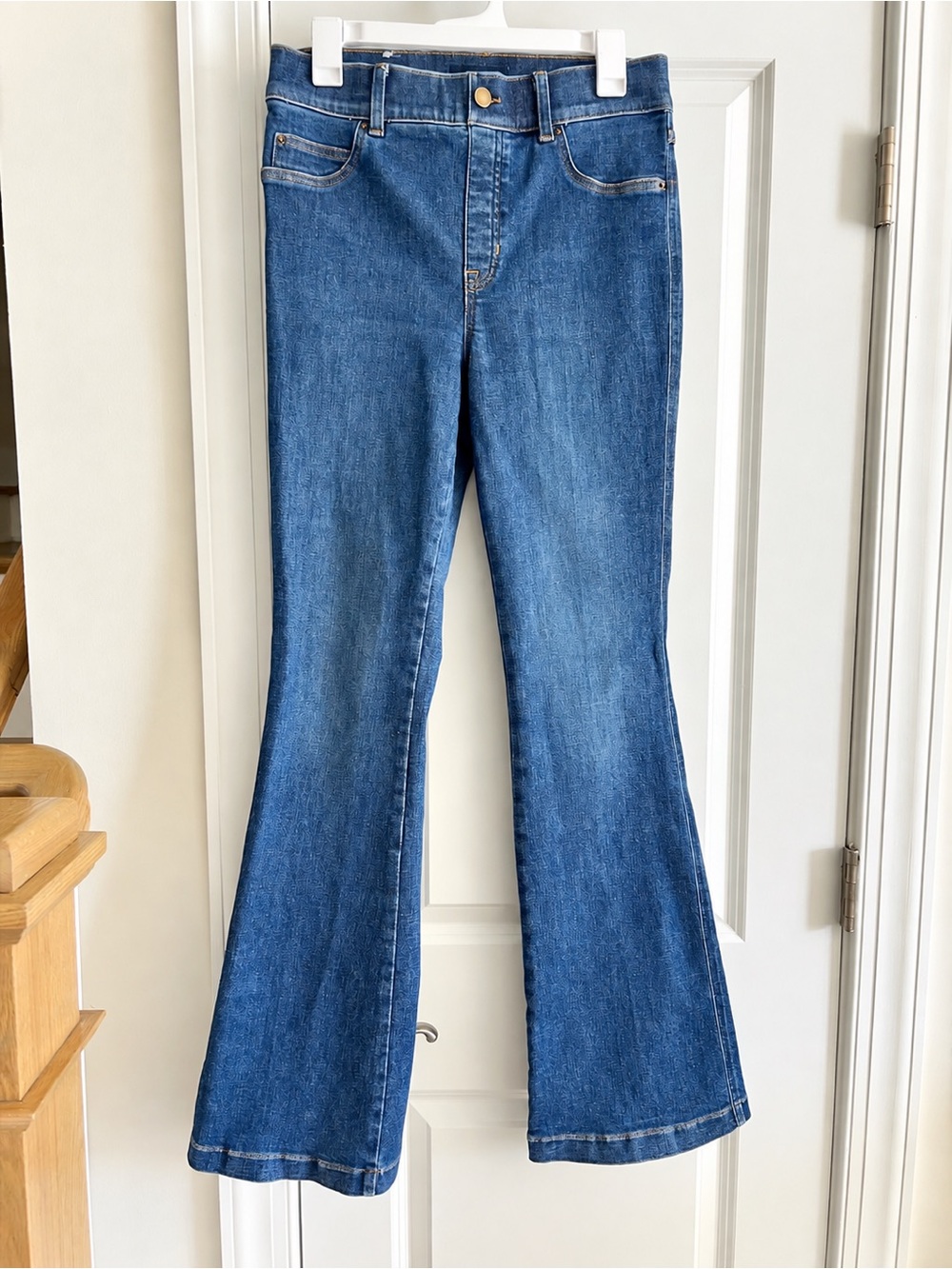 SPANX Women’s M Flare Jeans High Rise Medium Wash Stretch Denim Bootcut Y2K
